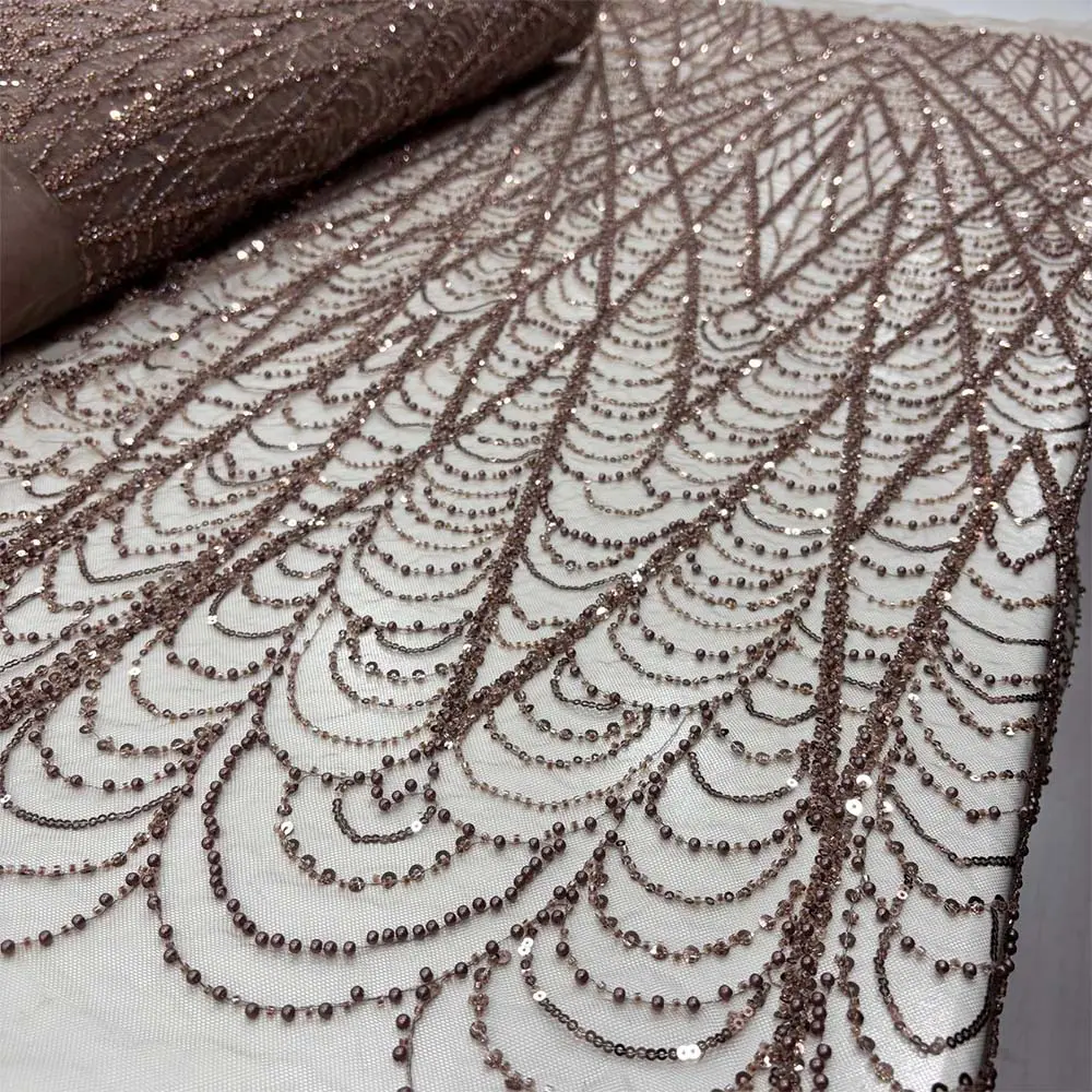 Taşlı Dantel Kumaş Sütlü Kahve Taşlı Dantel Kumaş Sütlü Kahve