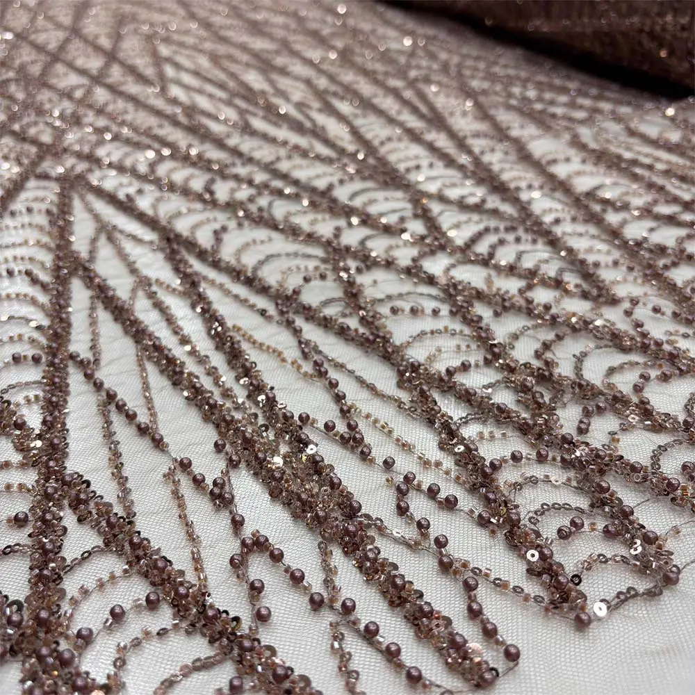 Taşlı Dantel Kumaş Sütlü Kahve Taşlı Dantel Kumaş Sütlü Kahve