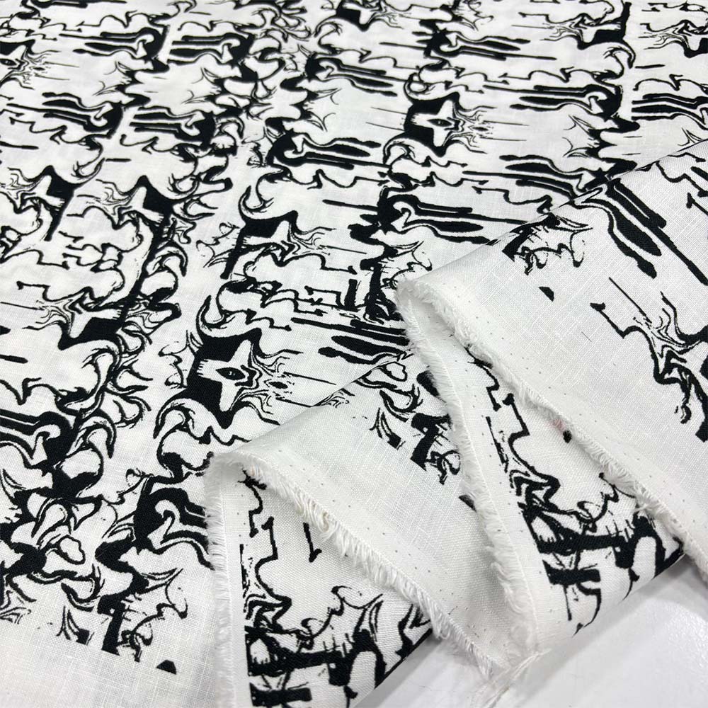 Desenli Ham Keten Kumaş