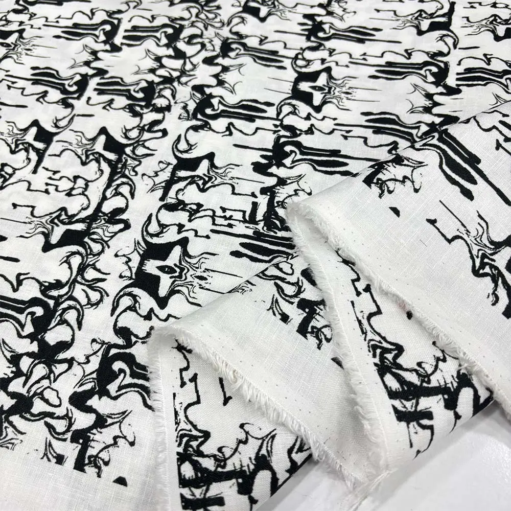 Desenli Ham Keten Kumaş Desenli Ham Keten Kumaş