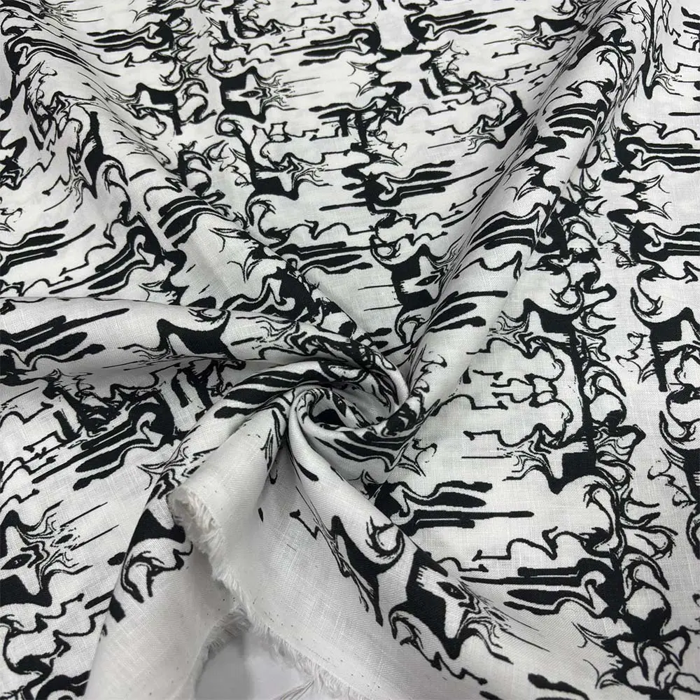 Desenli Ham Keten Kumaş