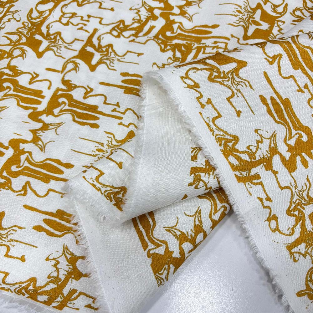 Desenli Ham Keten Kumaş