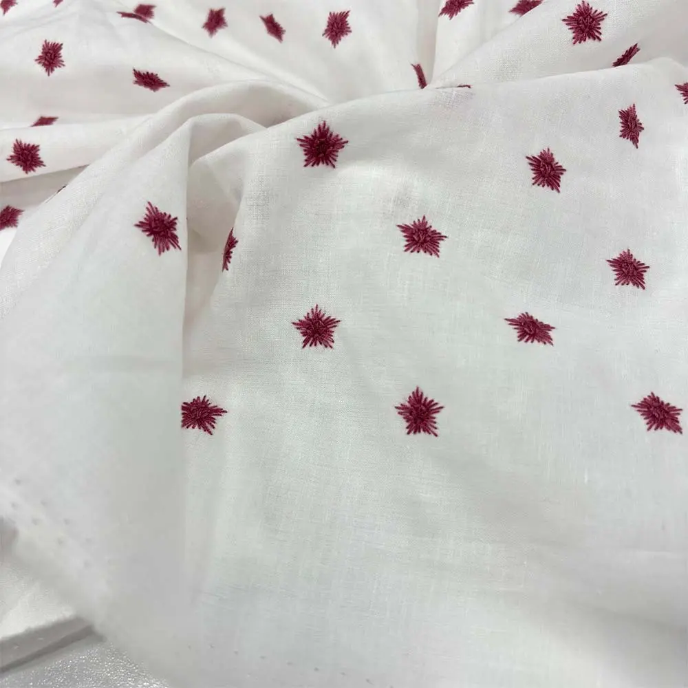 Nakışlı Vual Kumaş Bordo