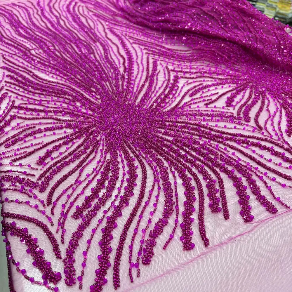 Taşlı Dantel Kumaş Fuşya Taşlı Dantel Kumaş Fuşya