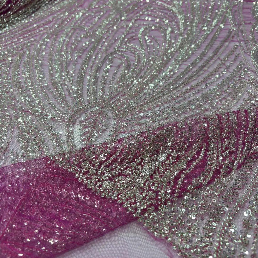 Taşlı Dantel Kumaş Fuşya Taşlı Dantel Kumaş Fuşya