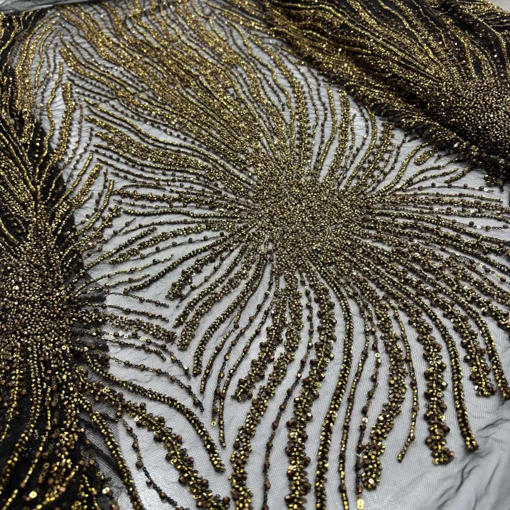 Taşlı Dantel Kumaş Gold Taşlı Dantel Kumaş Gold