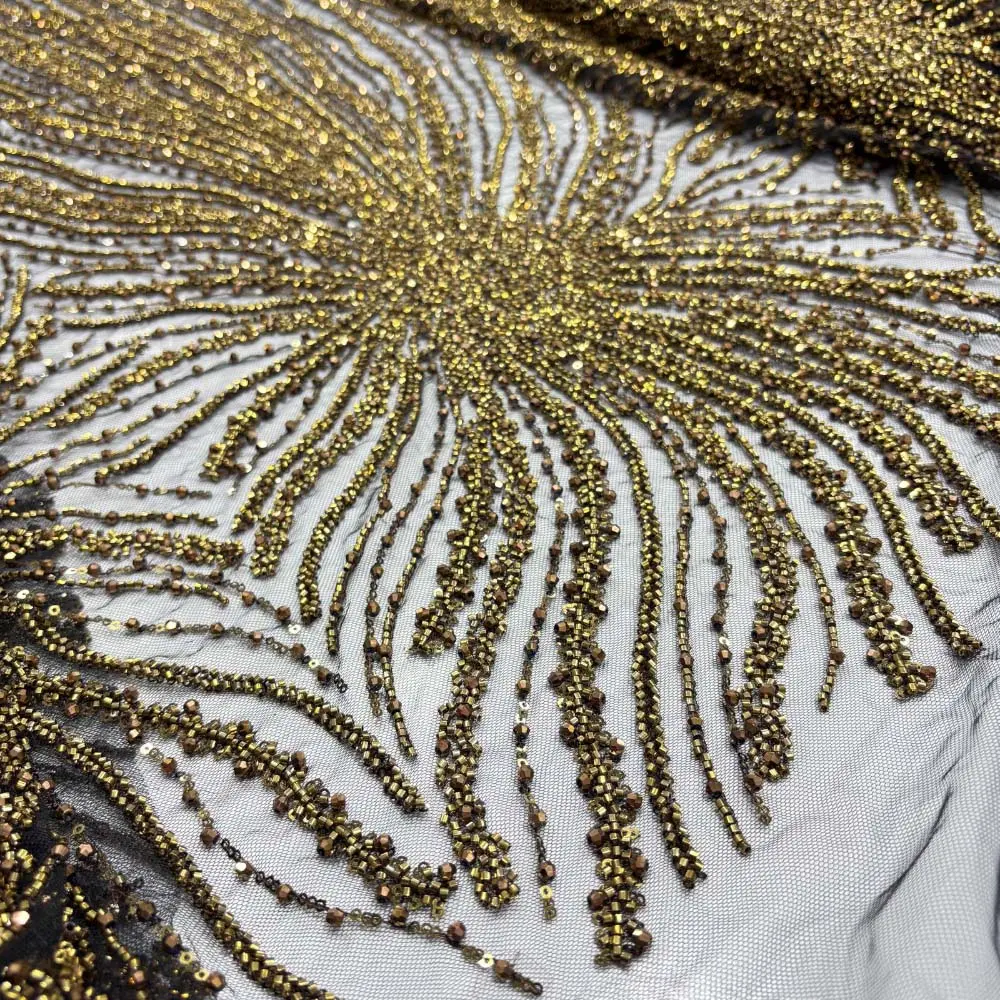 Taşlı Dantel Kumaş Gold Taşlı Dantel Kumaş Gold