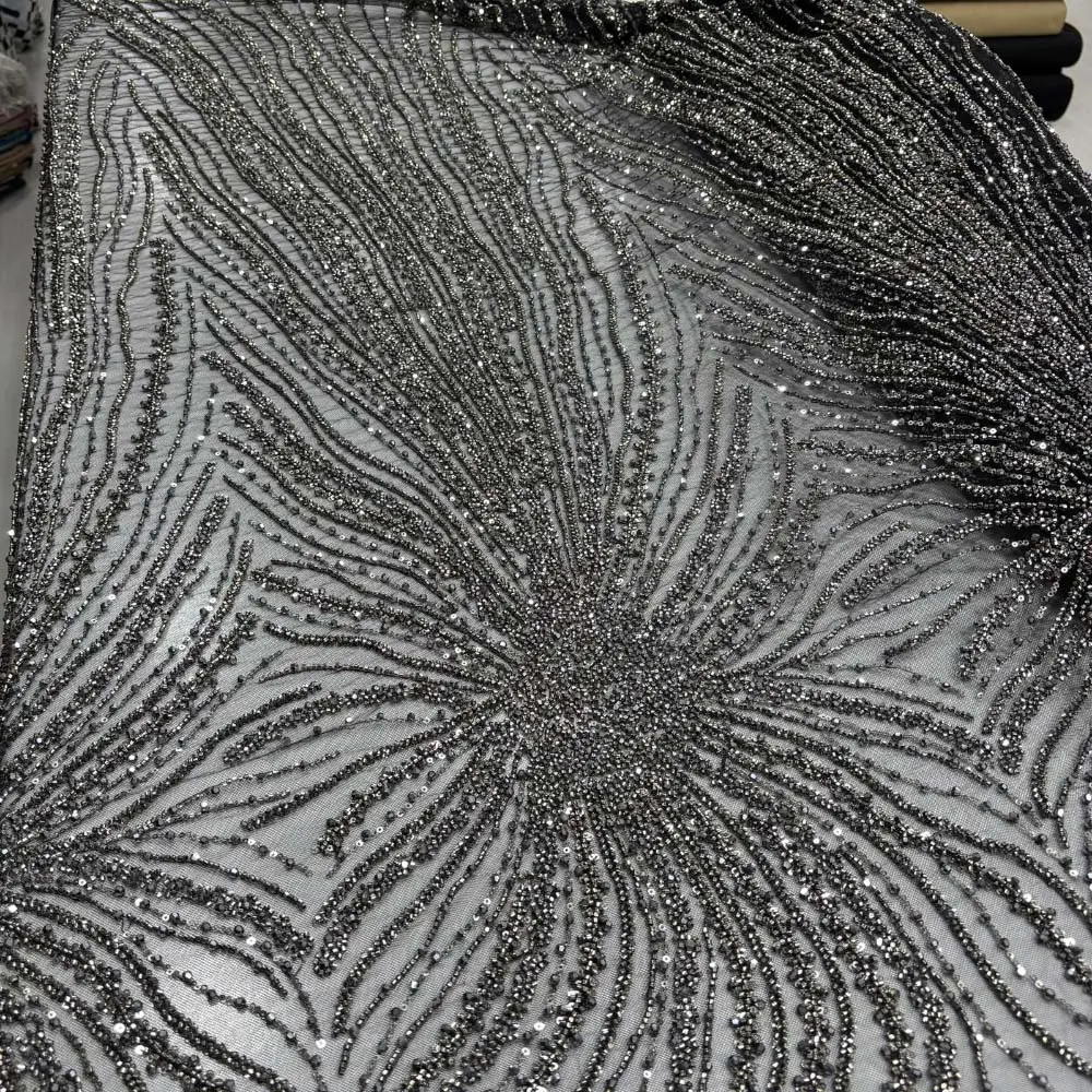 Taşlı Dantel Kumaş Gri Taşlı Dantel Kumaş Gri