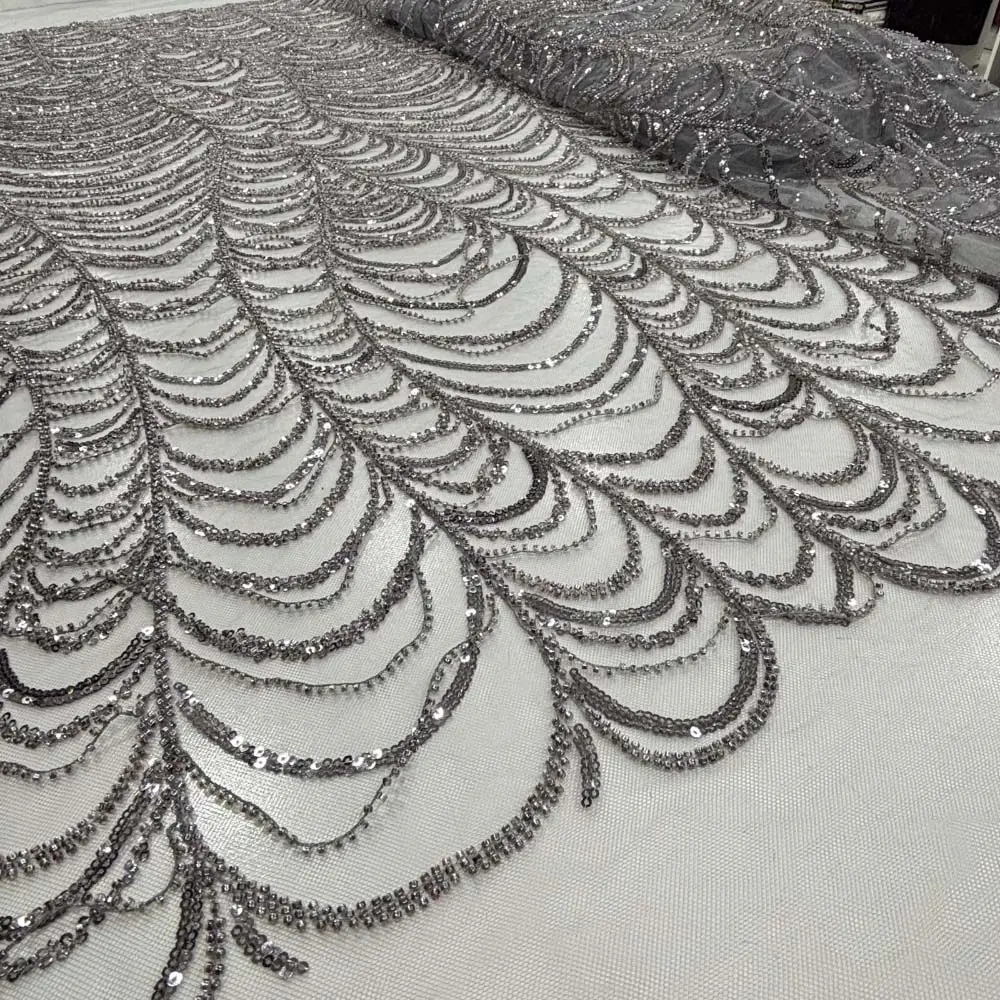 Taşlı Dantel Kumaş Gri Taşlı Dantel Kumaş Gri