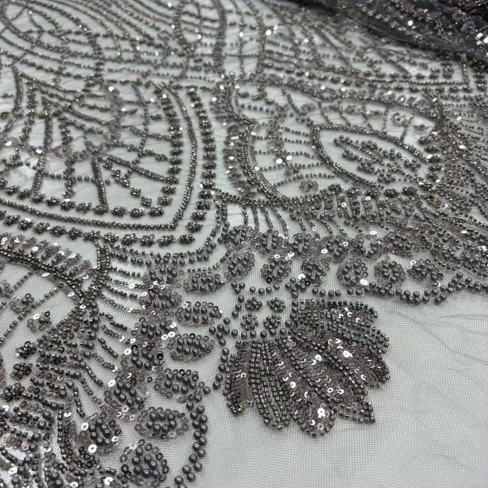 Taşlı Dantel Kumaş Gri Taşlı Dantel Kumaş Gri