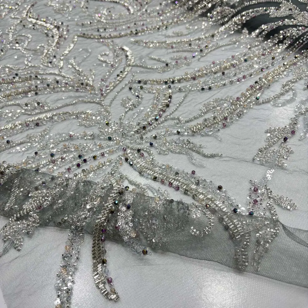 Taşlı Dantel Kumaş Gri Taşlı Dantel Kumaş Gri