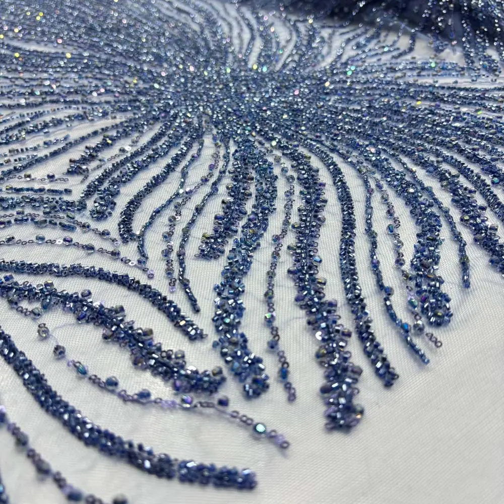 Taşlı Dantel Kumaş İndigo Mavi Taşlı Dantel Kumaş İndigo Mavi