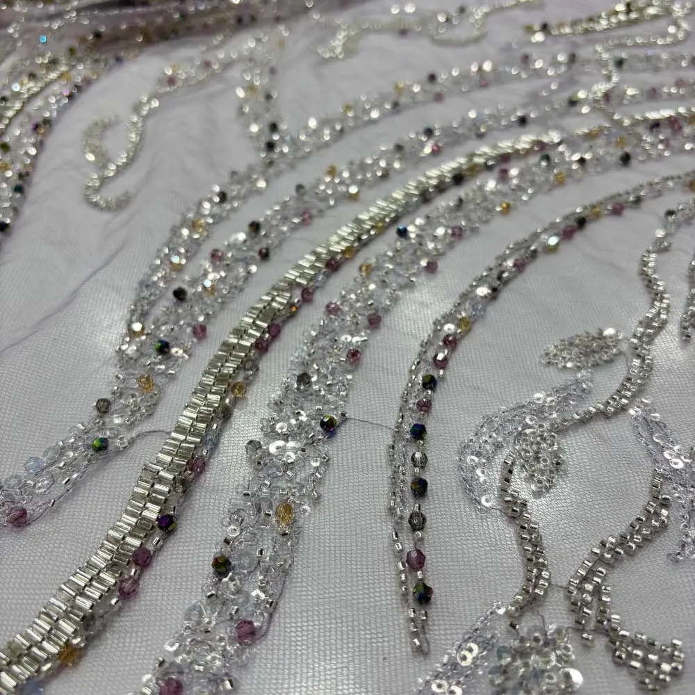 Taşlı Dantel Kumaş Lila Taşlı Dantel Kumaş Lila