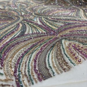 Taşlı Dantel Kumaş Renkli