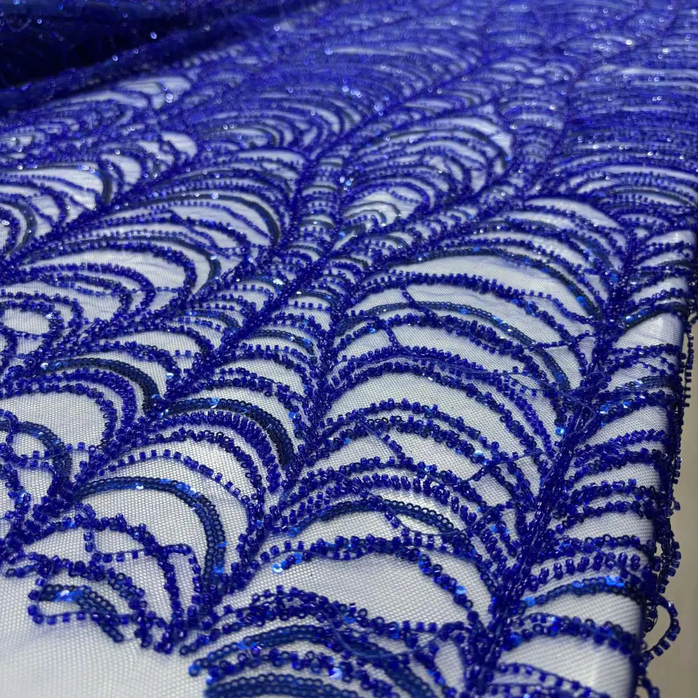 Taşlı Dantel Kumaş Saks Mavisi Taşlı Dantel Kumaş Saks Mavisi