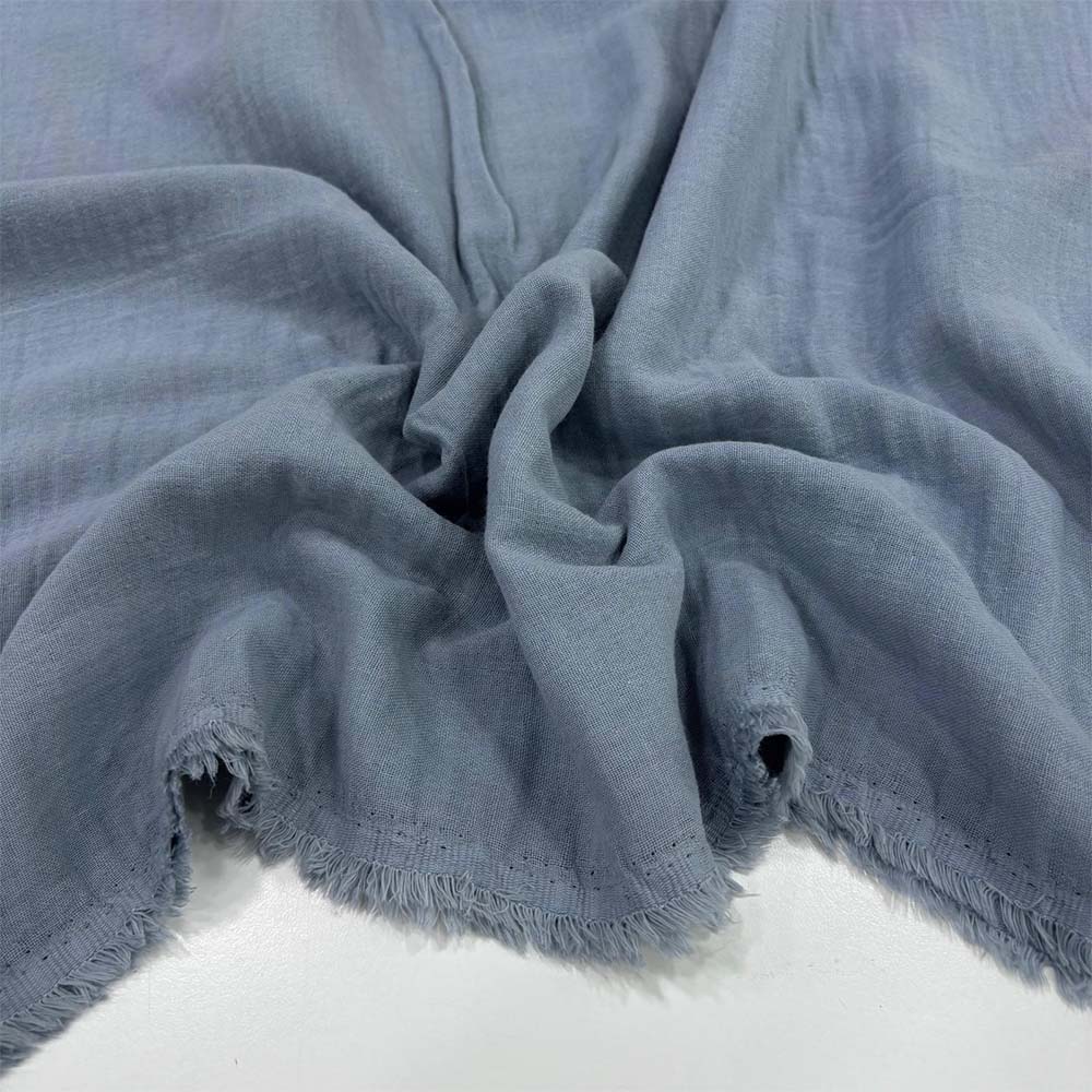 Çift Kat Müslin Kumaş Mavi Gri