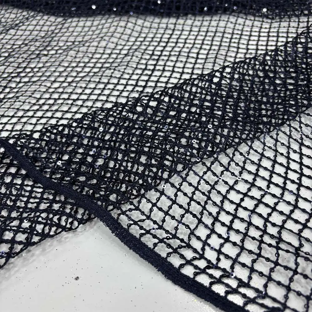Pullu File Kumaş Lacivert