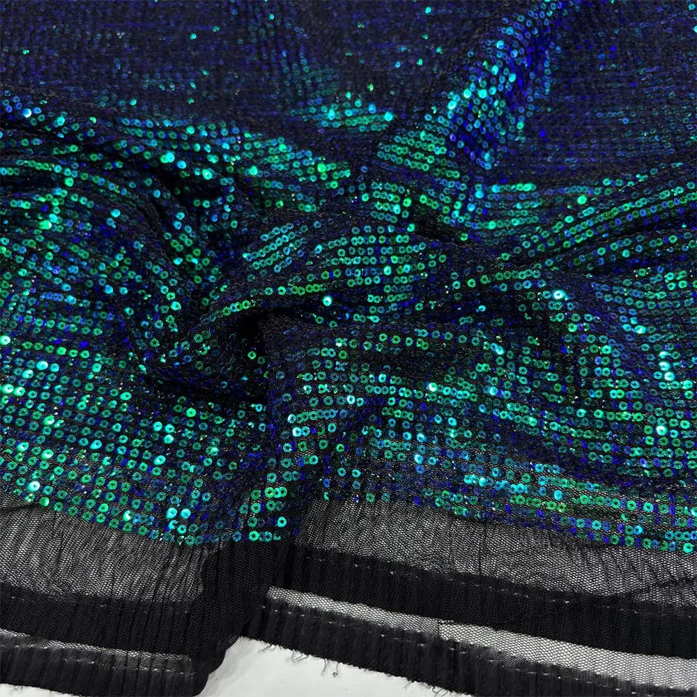 Renkli Payet Kumaş Mavi Yeşil