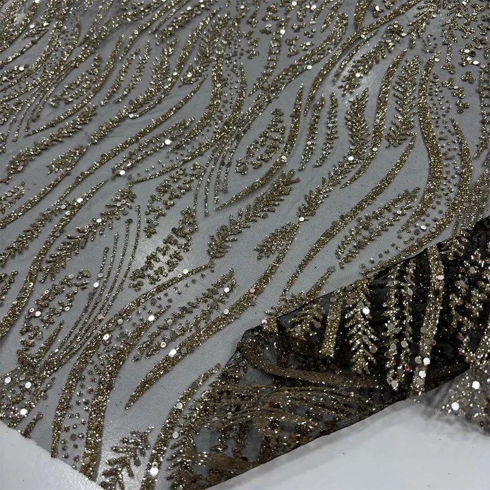 Simli Dantel Kumaş Siyah Gold