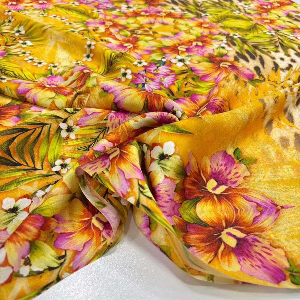 Desenli %100 İpek Saten Kumaş