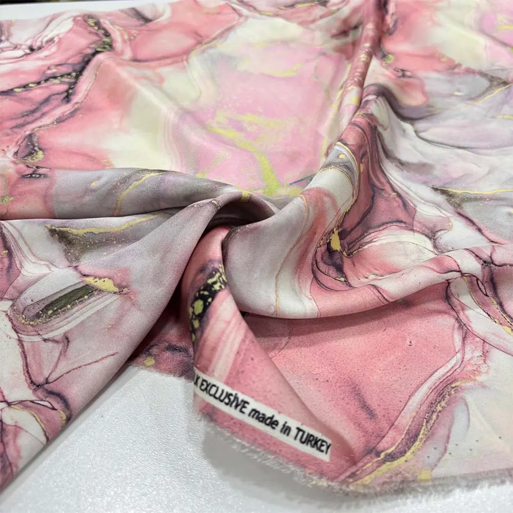 Desenli %100 İpek Saten Kumaş