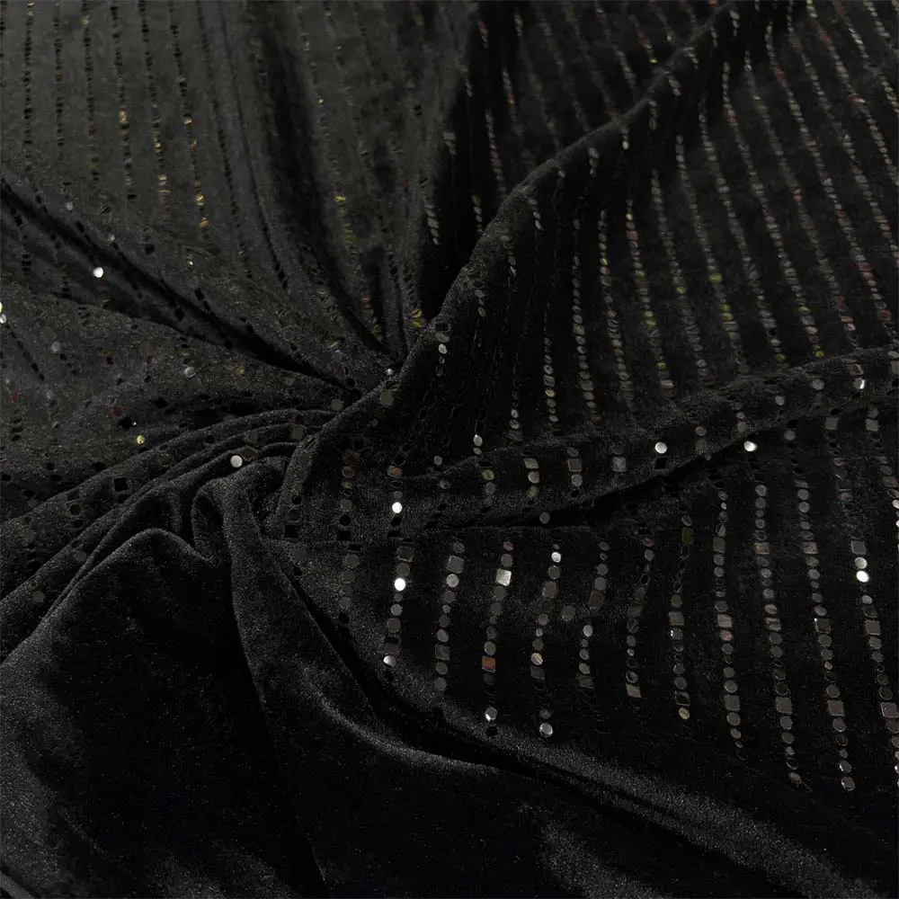 Pul Baskı Kadife Kumaş Siyah