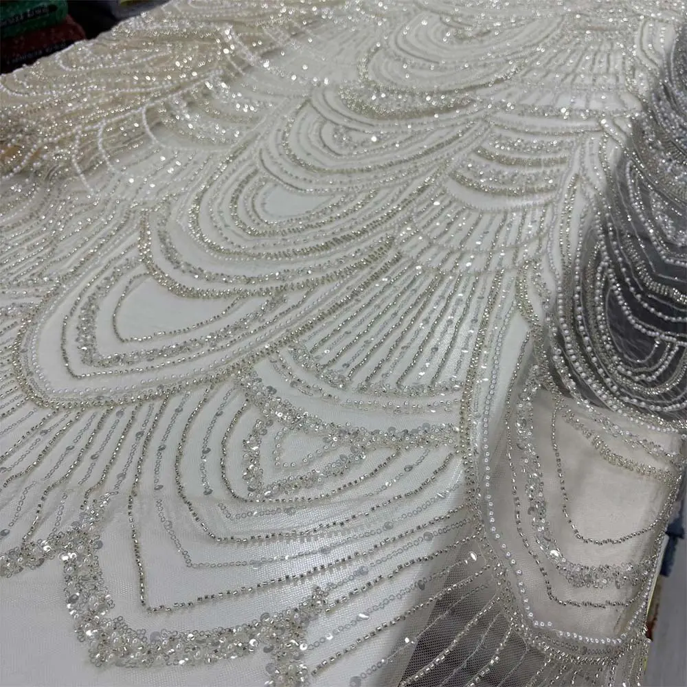 Taşlı Dantel Kumaş Somon Taşlı Dantel Kumaş Somon