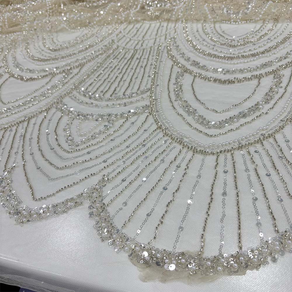 Taşlı Dantel Kumaş Somon Taşlı Dantel Kumaş Somon