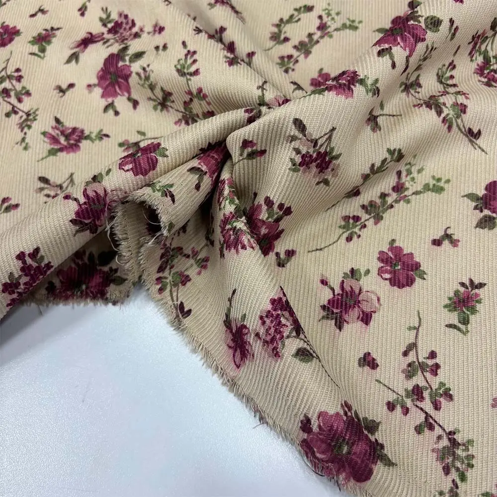 Desenli Fitilli Kadife Kumaş