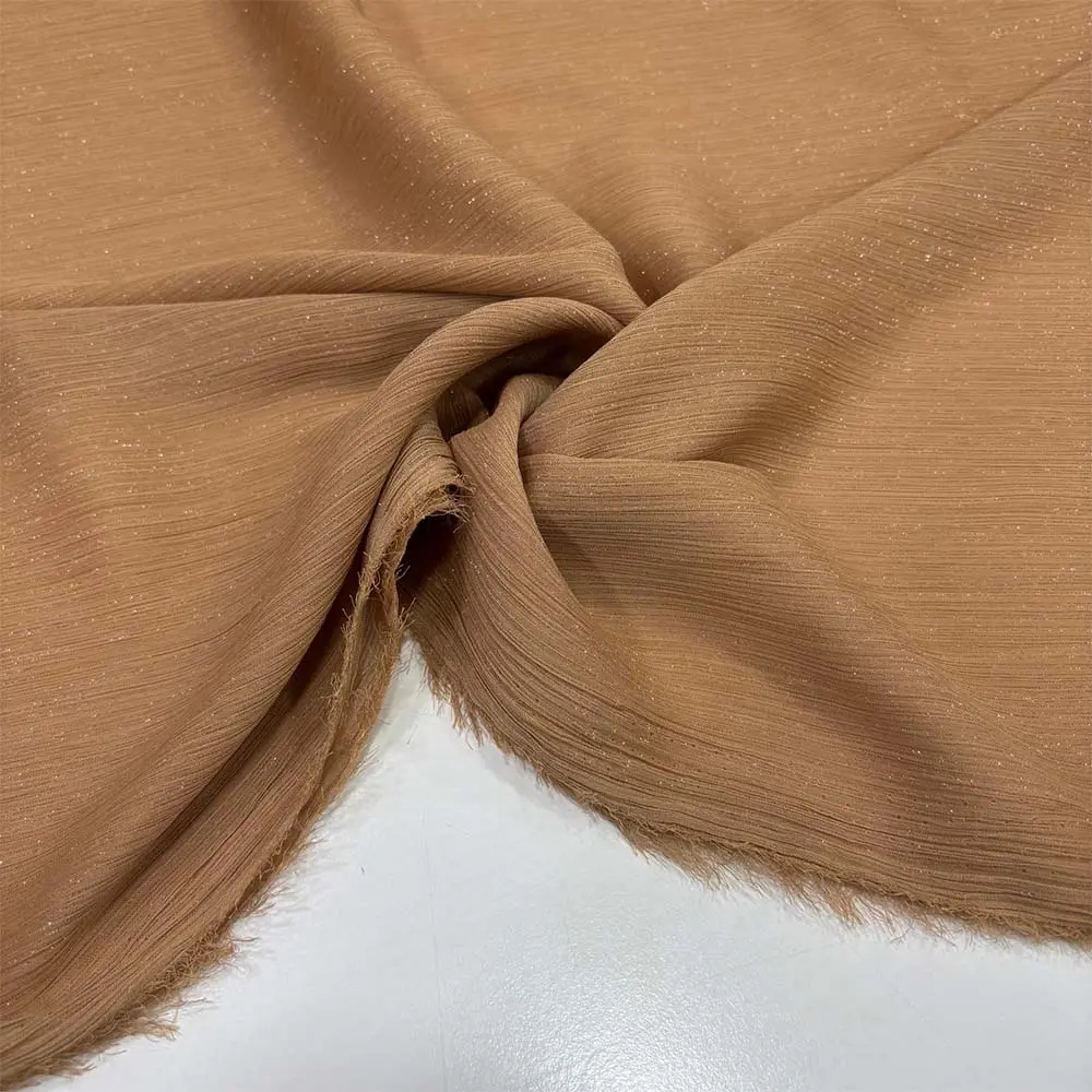 Dökümlü Simli Orkide Kumaş Hardal