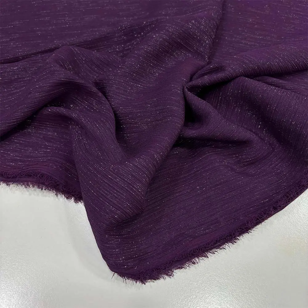 Dökümlü Simli Orkide Kumaş Mürdüm