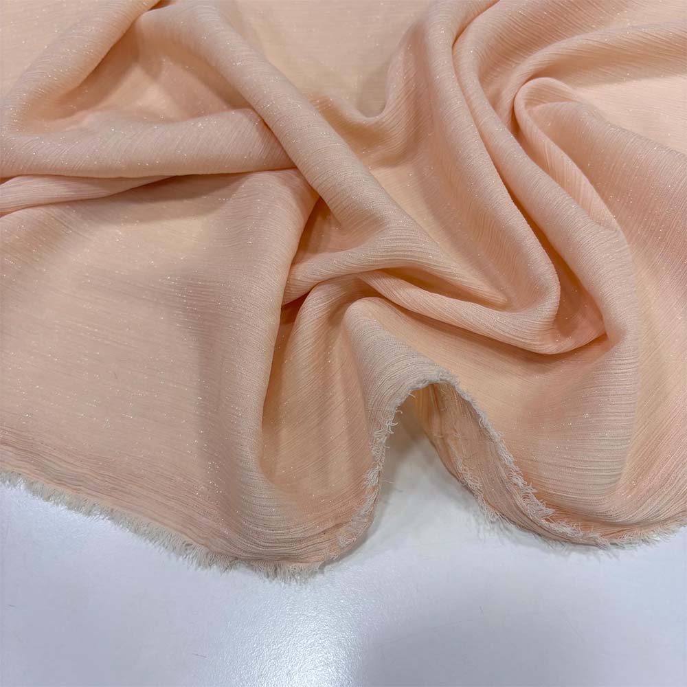 Dökümlü Simli Orkide Kumaş Somon