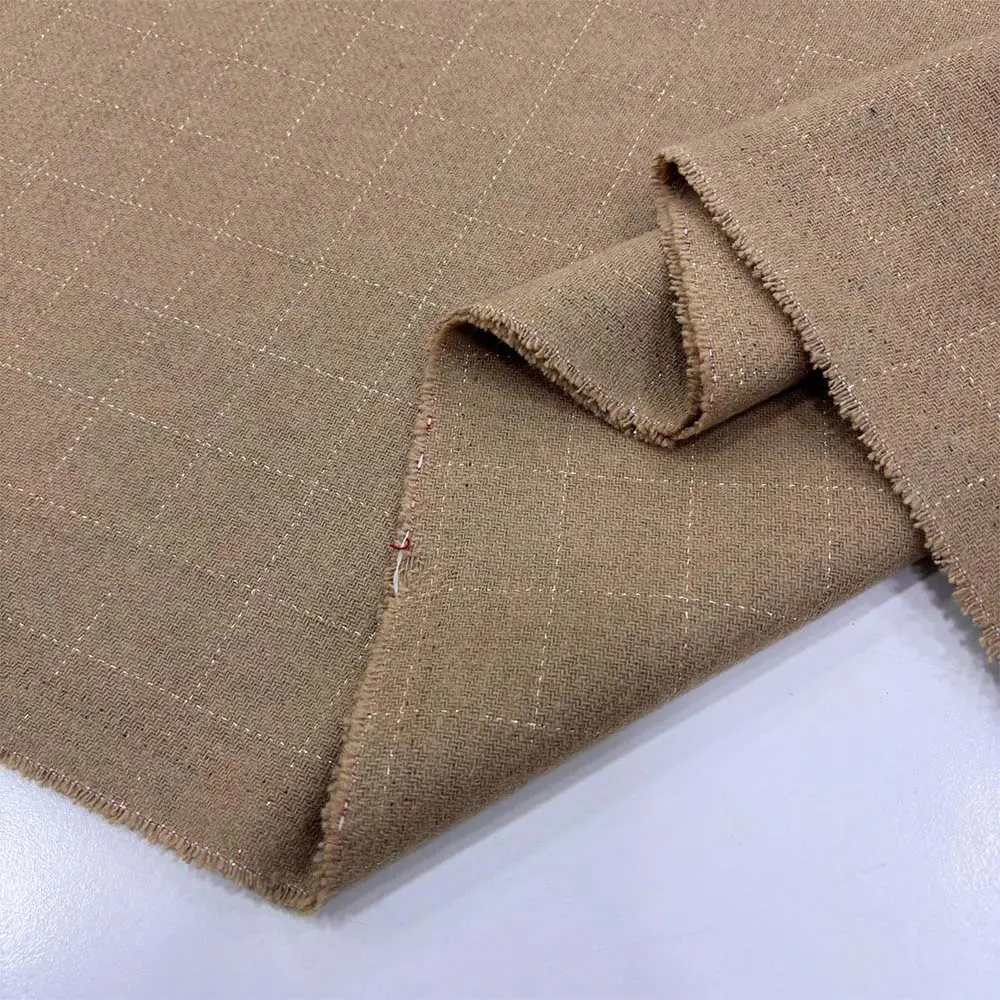 Kareli Flanel Kumaş Camel