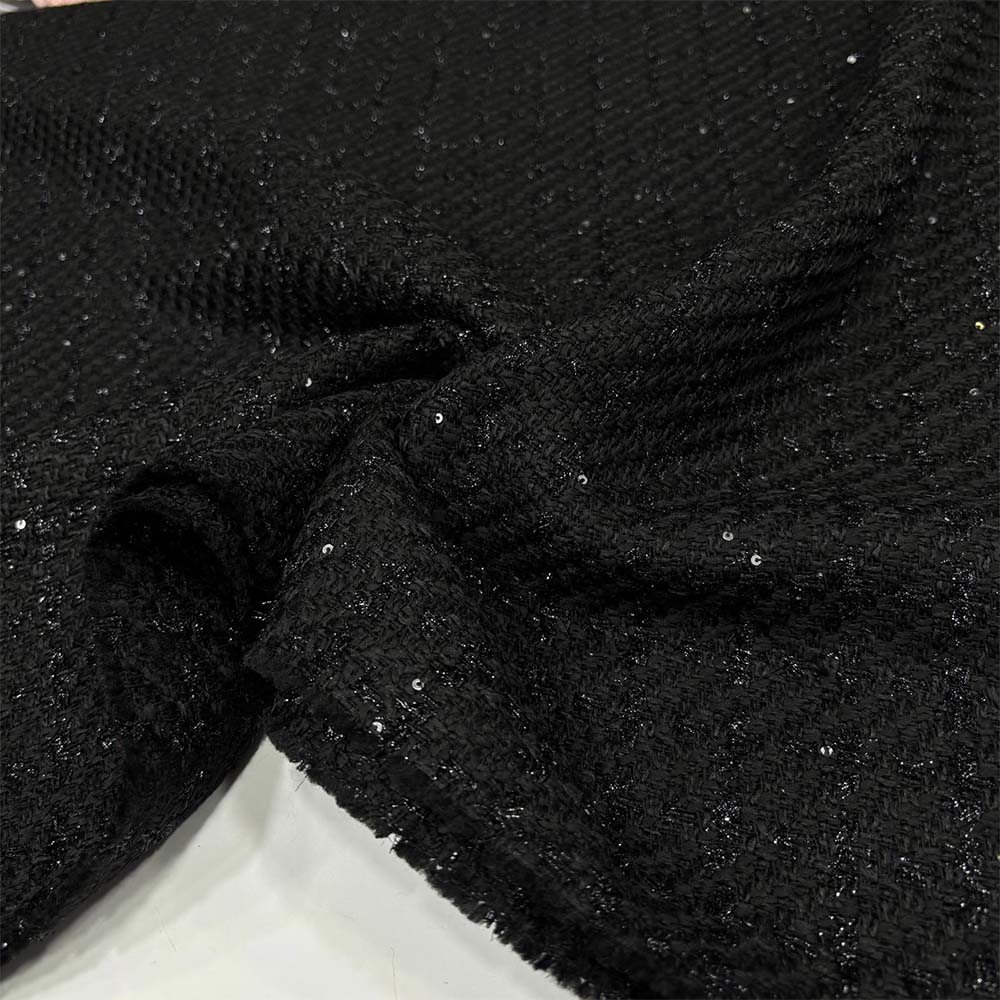 Pullu Şanel Kumaş Siyah