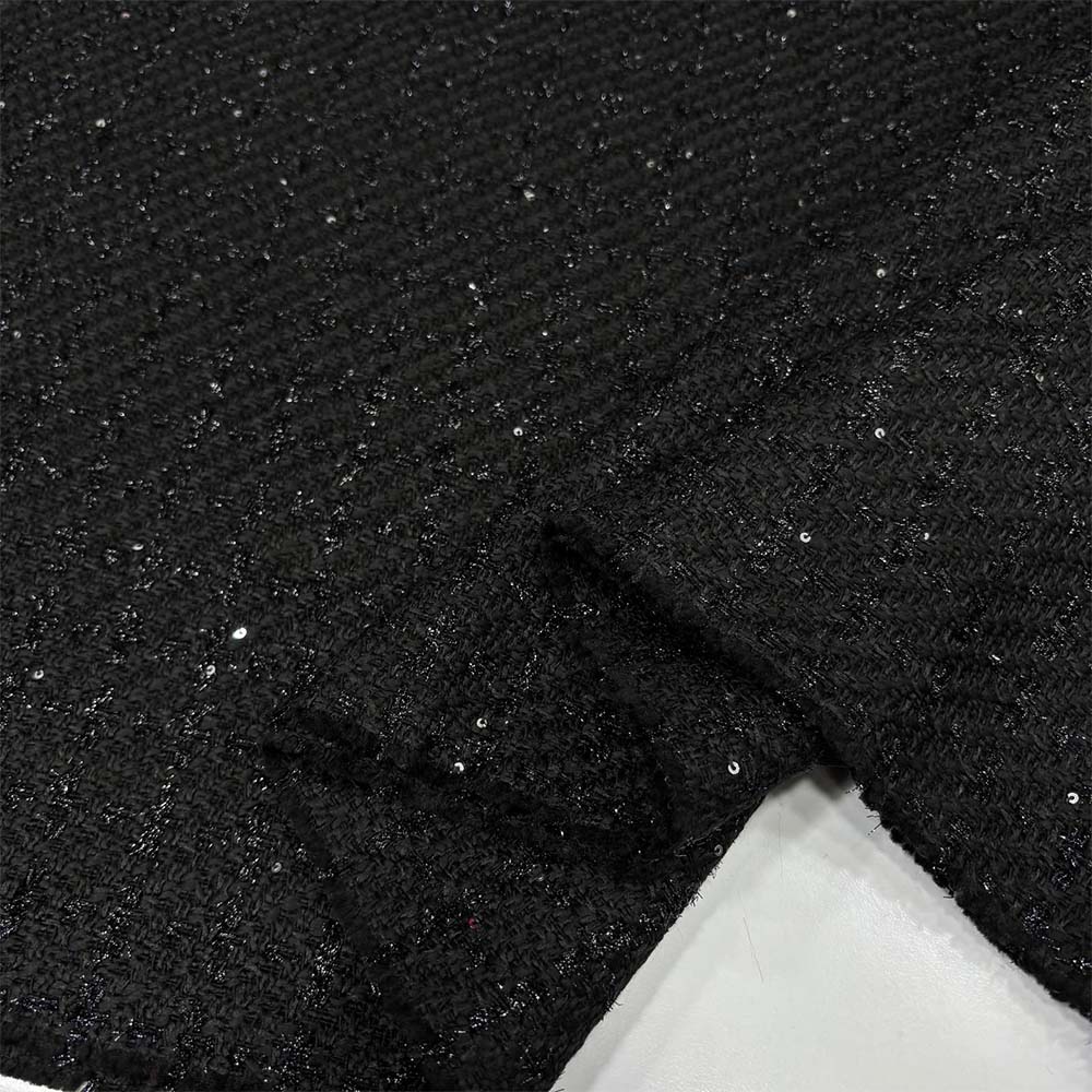 Pullu Şanel Kumaş Siyah