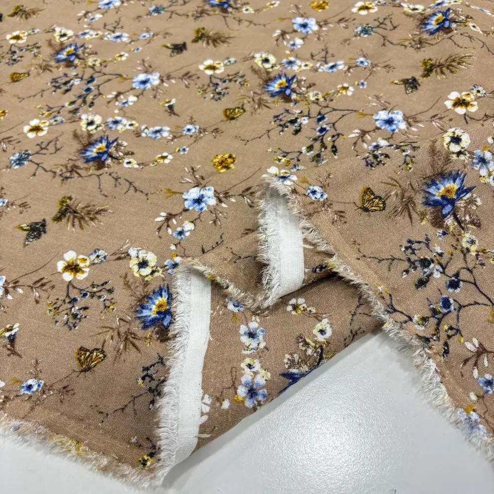 Desenli Dökümlü Keten Kumaş