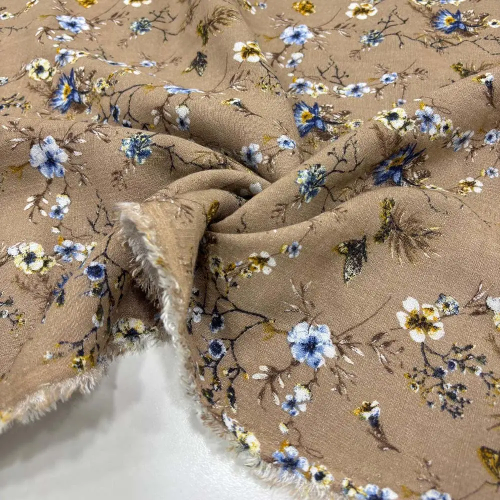 Desenli Dökümlü Keten Kumaş