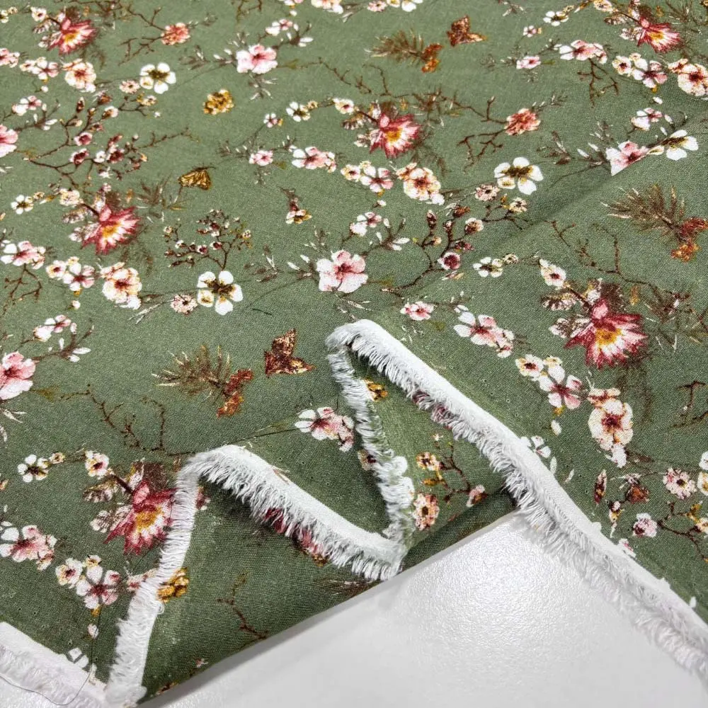 Desenli Dökümlü Keten Kumaş