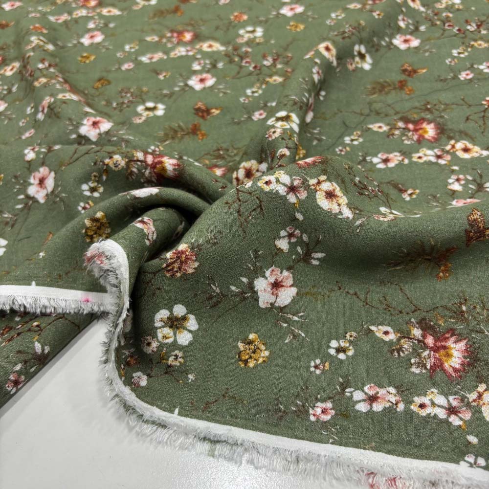 Desenli Dökümlü Keten Kumaş Desenli Dökümlü Keten Kumaş