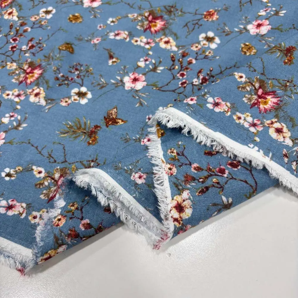 Desenli Dökümlü Keten Kumaş