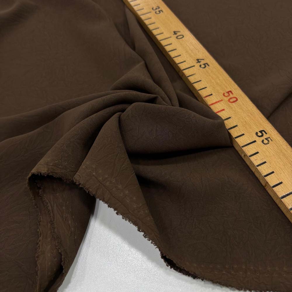 Kendinden Desenli Likra Krep Kumaş Kahverengi