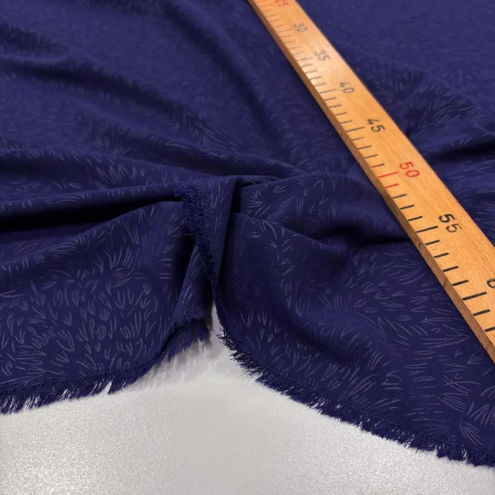 Kendinden Desenli Medine İpeği Kumaş Lacivert