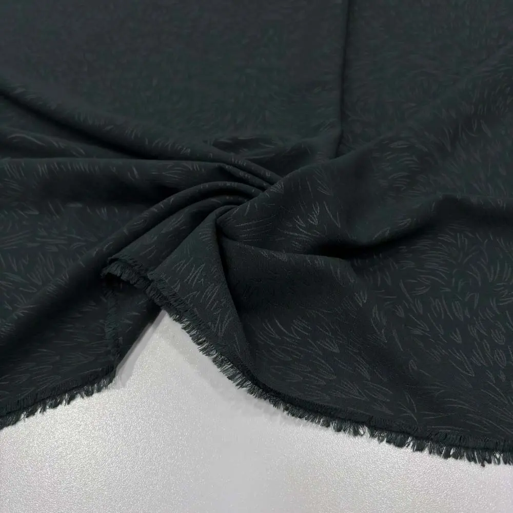 Kendinden Desenli Medine İpeği Kumaş Petrol