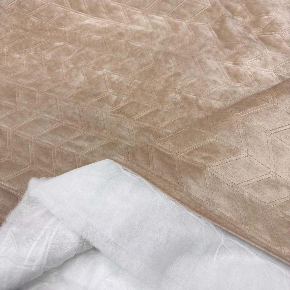 Süet Kapitone Kumaş Bej