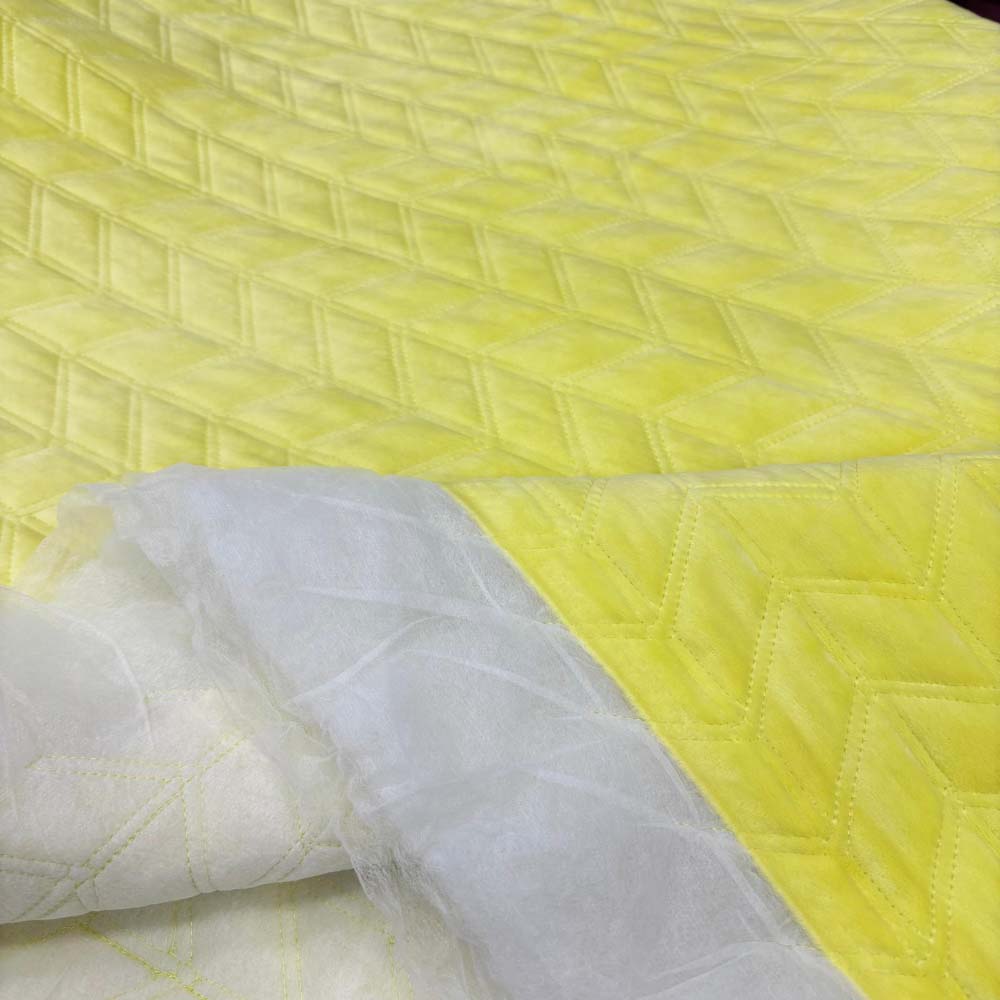 Süet Kapitone Kumaş Sarı