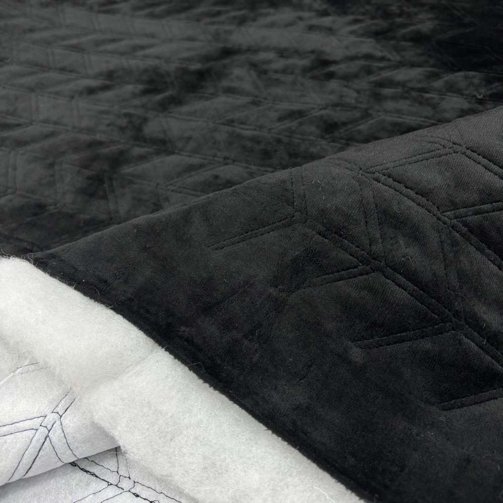 Süet Kapitone Kumaş Siyah