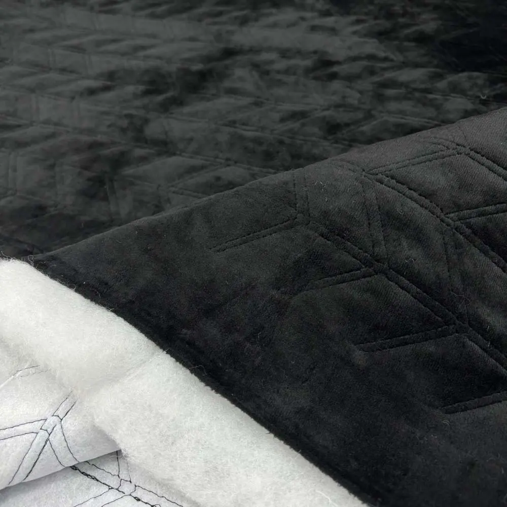 Süet Kapitone Kumaş Siyah