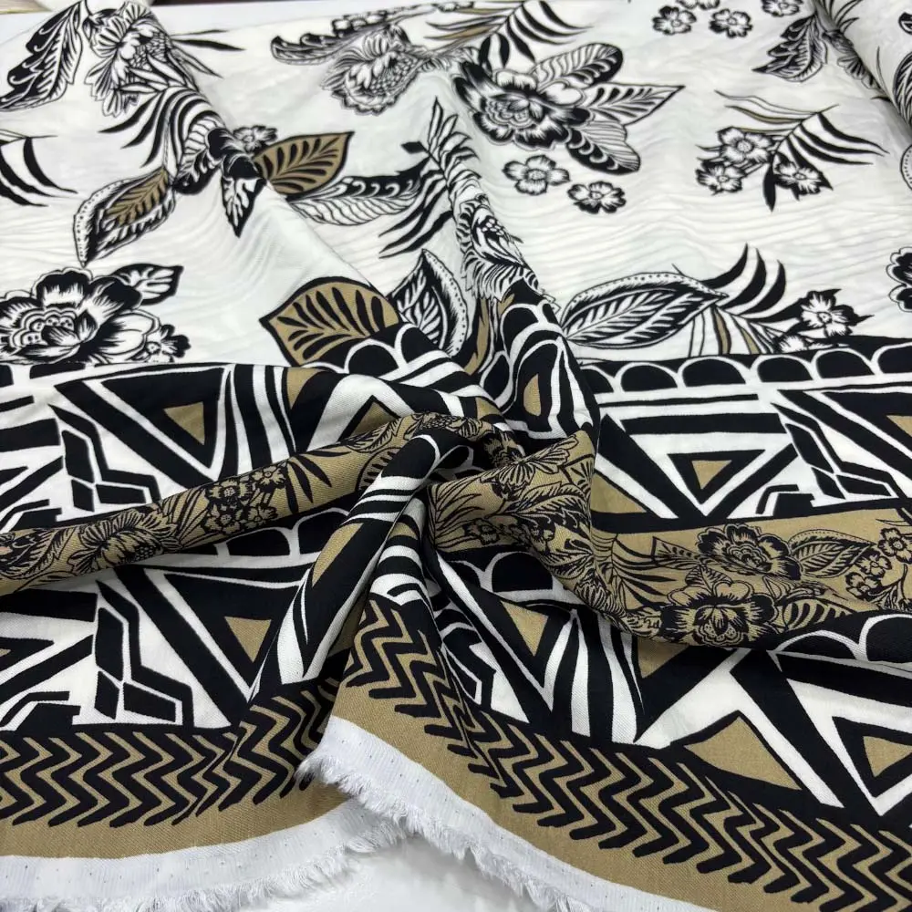 Desenli Floş Viskon Kumaş Desenli Floş Viskon Kumaş