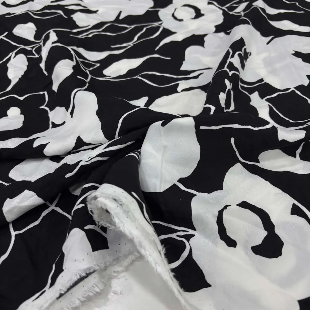 Desenli Floş Viskon Kumaş