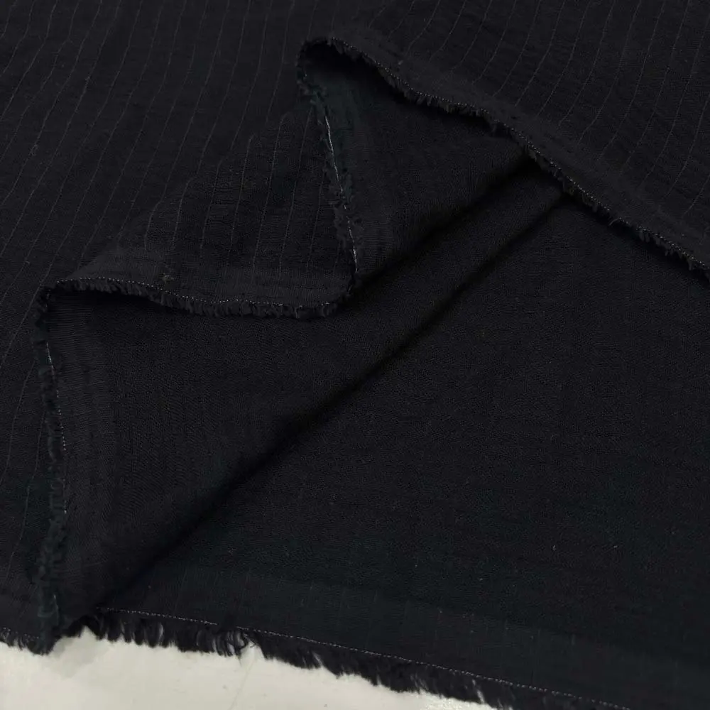 Çizgili Müslin Kumaş Siyah